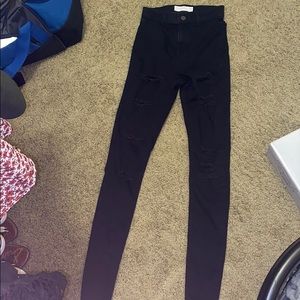 TOPSHOP Joni Black Cutout Jeans